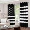 Black American Flag Print Extra Wide Grommet Curtains