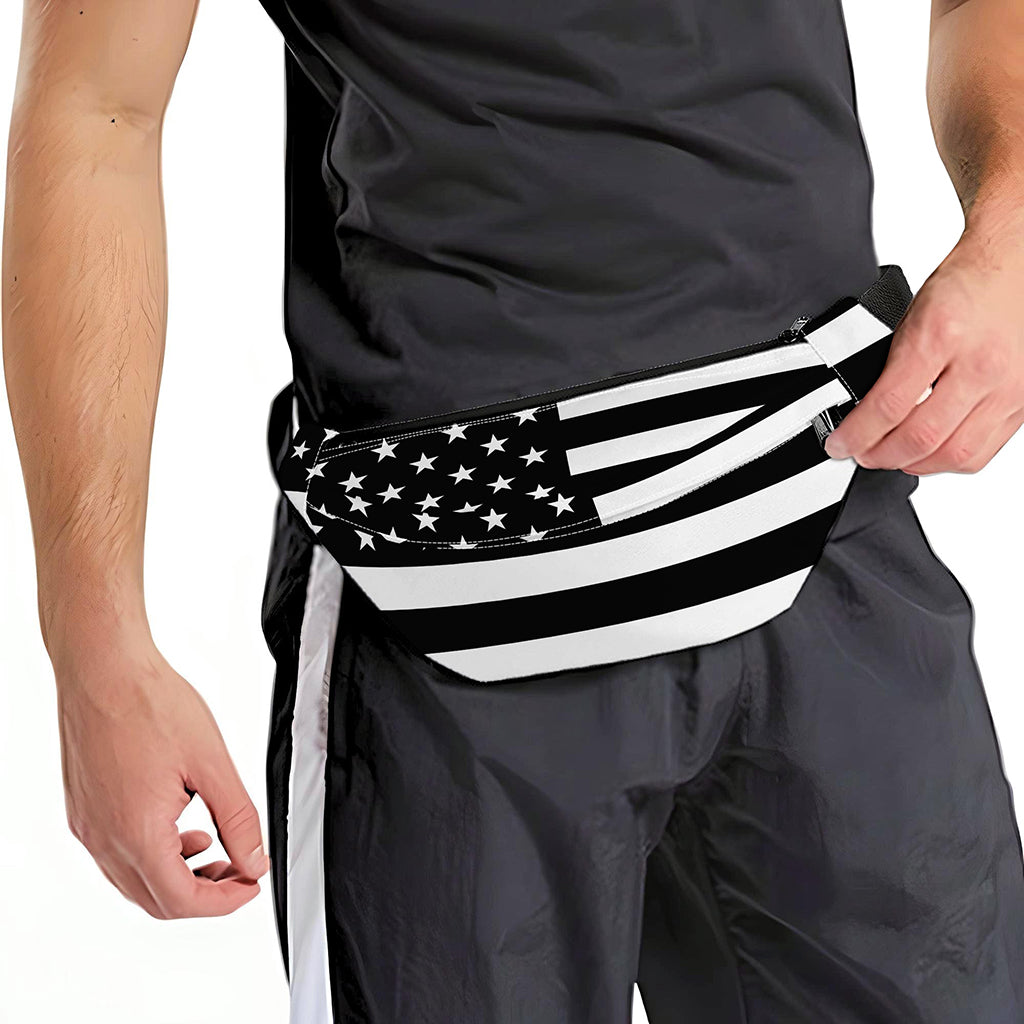 Black American Flag Print Fanny Pack