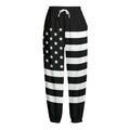 Black American Flag Print Fleece Lined Knit Pants