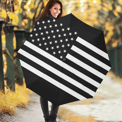 Black American Flag Print Foldable Umbrella