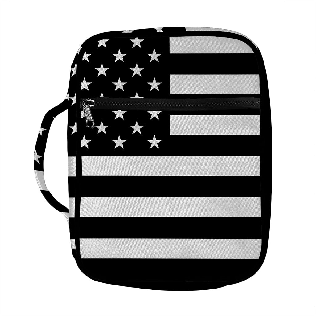 Black American Flag Print Front Pocket Bible Bag
