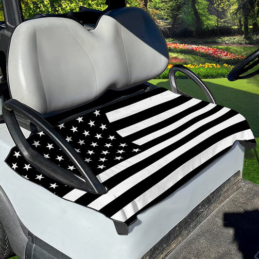 Black American Flag Print Golf Cart Seat Cover