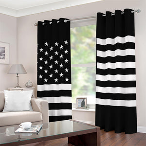 Black American Flag Print Grommet Curtains