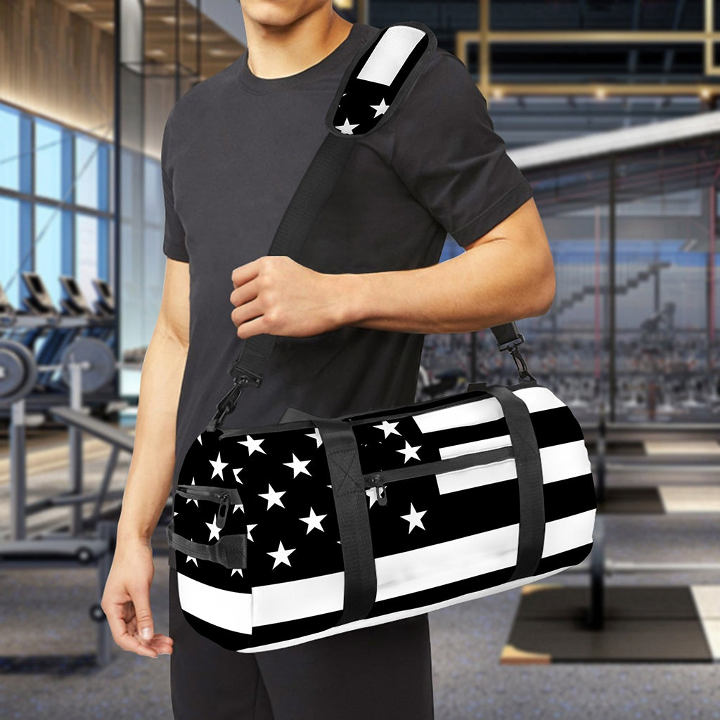 Black American Flag Print Gym Bag