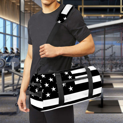 Black American Flag Print Gym Bag