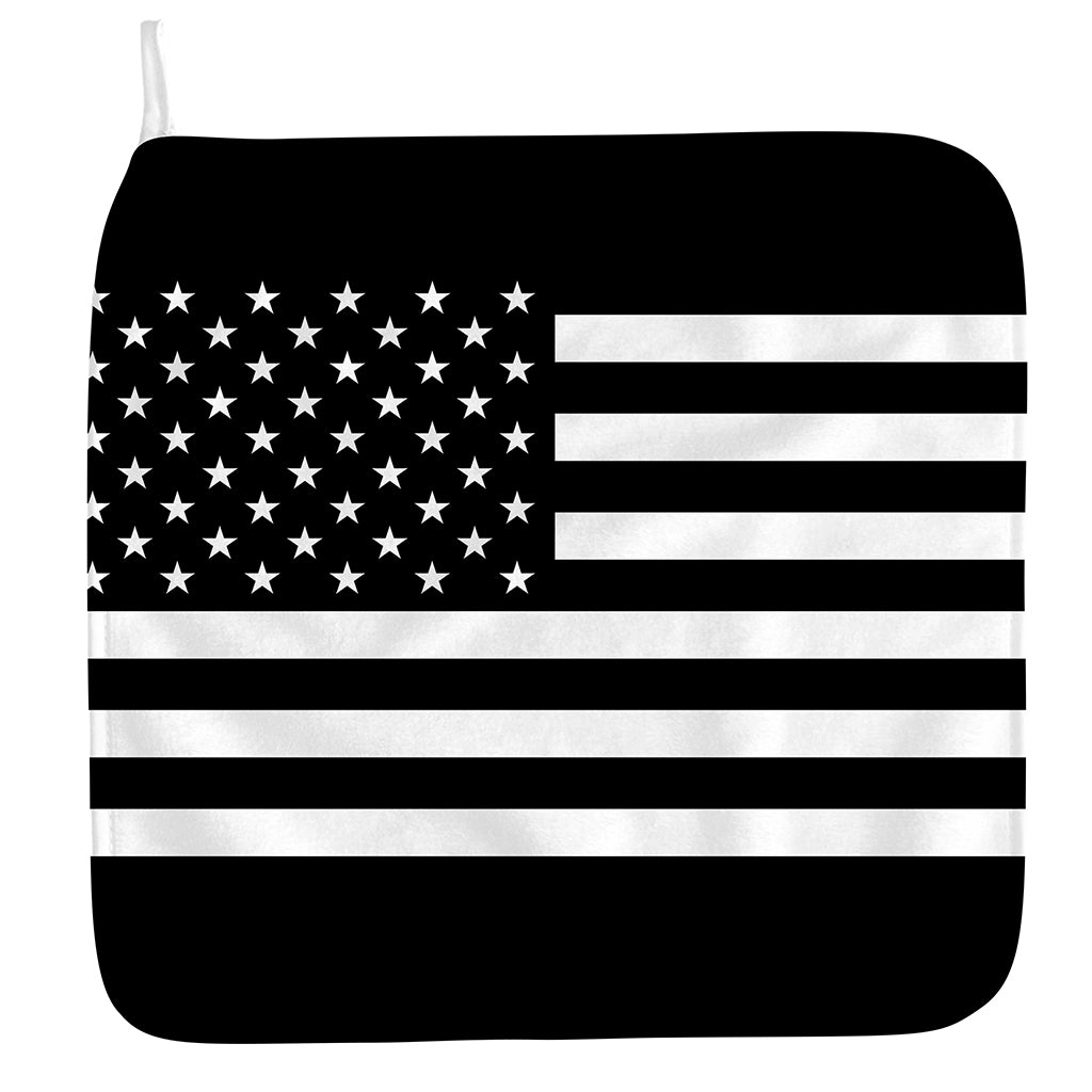 Black American Flag Print Hand Towel