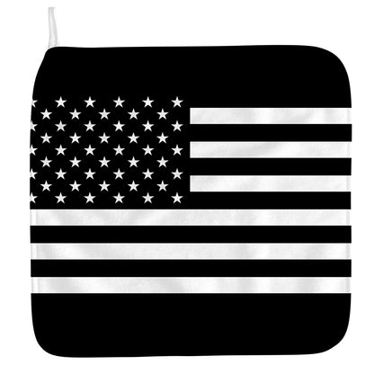 Black American Flag Print Hand Towel