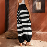 Black American Flag Print Harem Pants