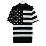 Black American Flag Print Hawaiian Shirt