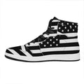 Black American Flag Print High Top Leather Sneakers