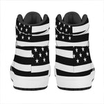 Black American Flag Print High Top Leather Sneakers
