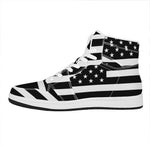 Black American Flag Print High Top Leather Sneakers