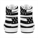 Black American Flag Print High Top Leather Sneakers