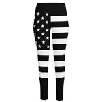 Black American Flag Print High-Waisted Pocket Leggings