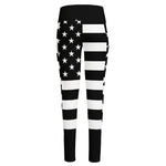 Black American Flag Print High-Waisted Pocket Leggings