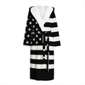 Black American Flag Print Hooded Bathrobe