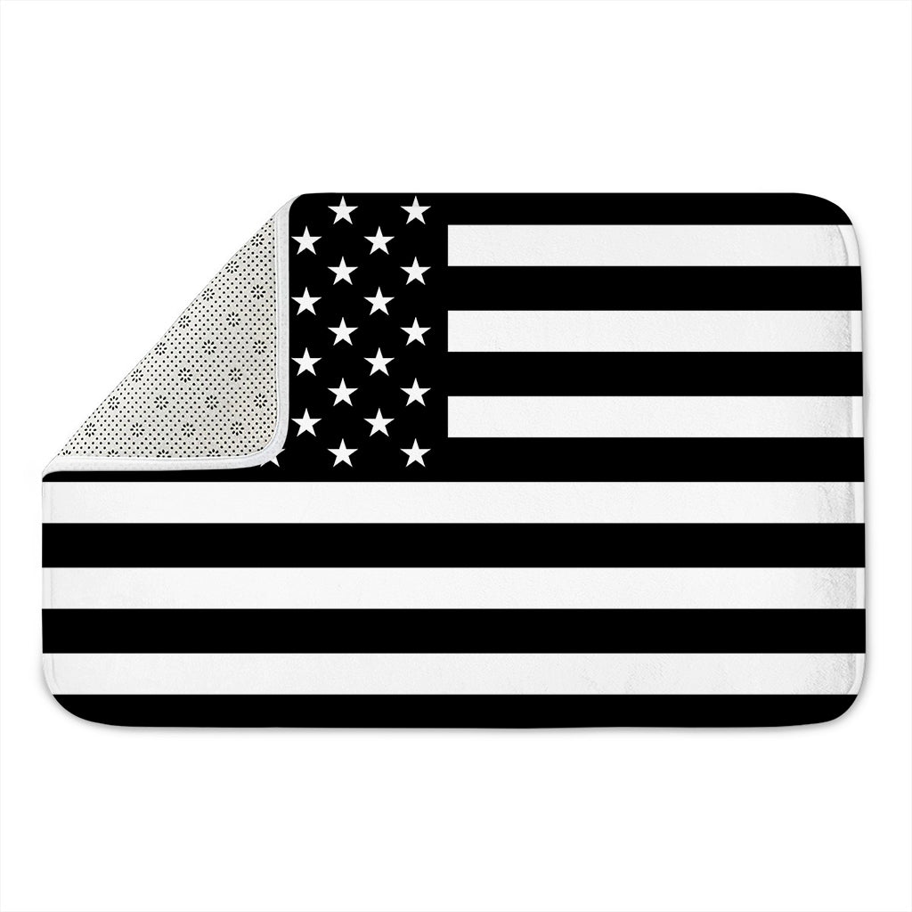 Black American Flag Print Indoor Door Mat