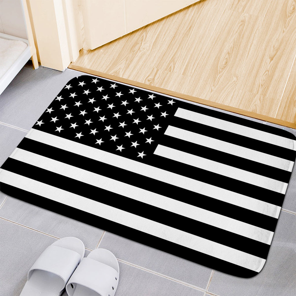 Black American Flag Print Indoor Door Mat