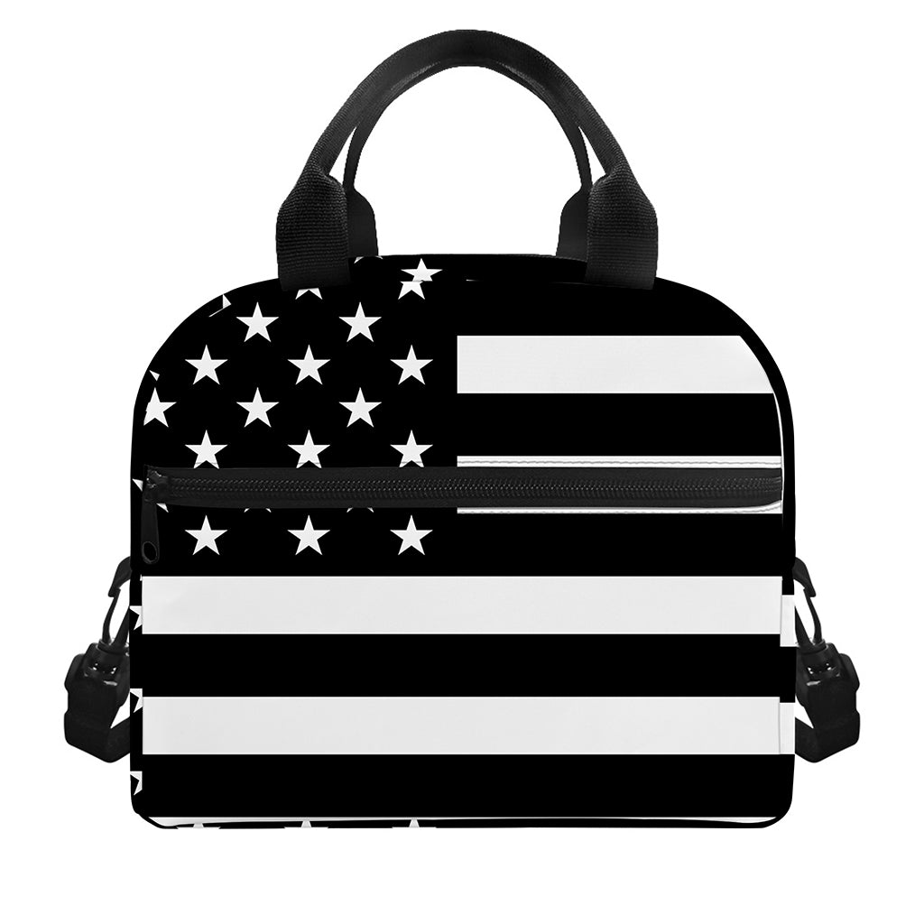 Black American Flag Print Insulated Lunch Bag