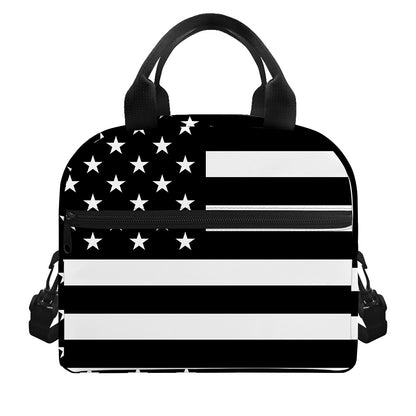 Black American Flag Print Insulated Lunch Bag