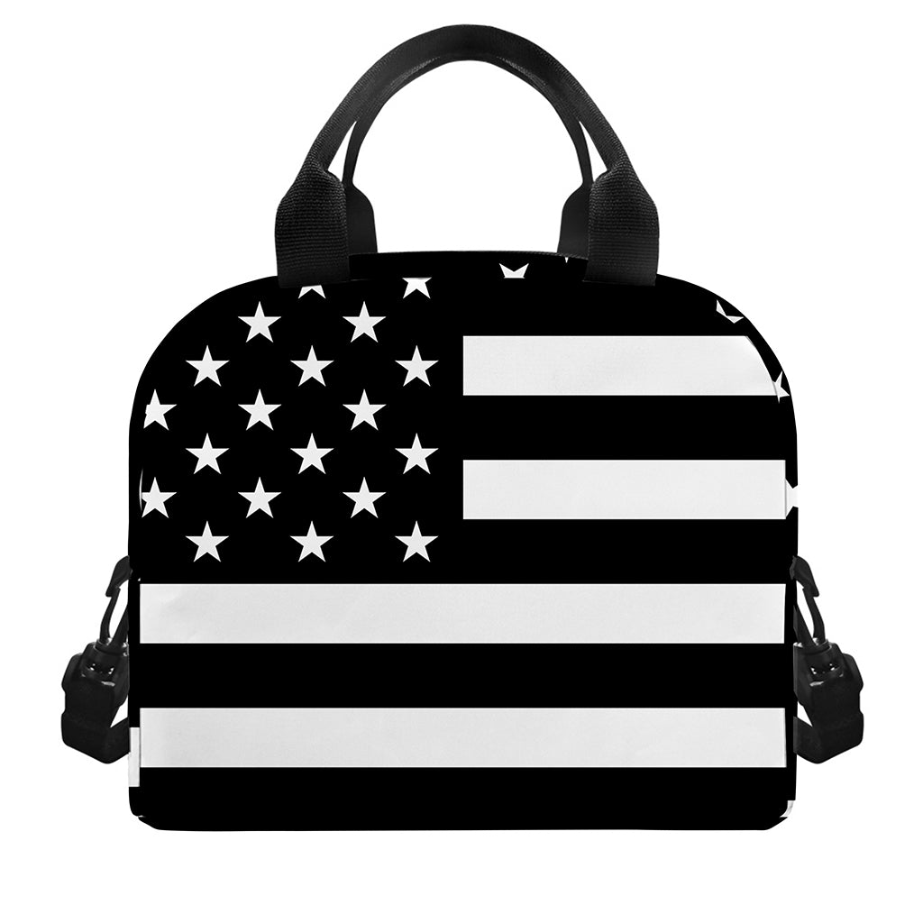 Black American Flag Print Insulated Lunch Bag