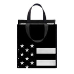 Black American Flag Print Insulated Lunch Tote