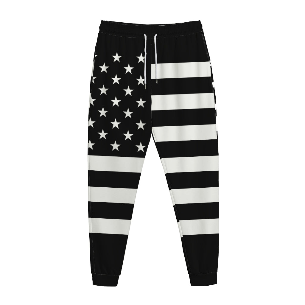 Black American Flag Print Jogger Pants