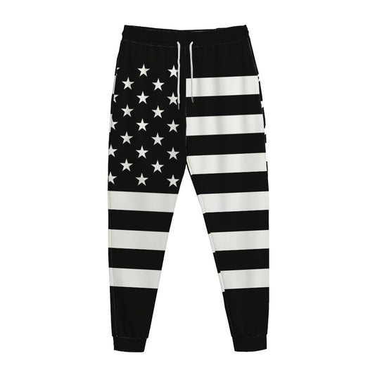 Black American Flag Print Jogger Pants