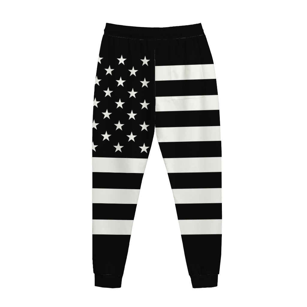 Black American Flag Print Jogger Pants
