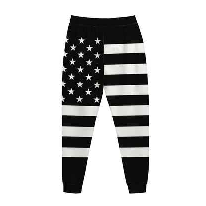 Black American Flag Print Jogger Pants