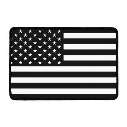 Black American Flag Print Kitchen Mat