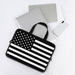 Black American Flag Print Laptop Sleeve With Handle