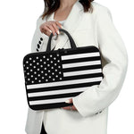 Black American Flag Print Laptop Sleeve With Handle