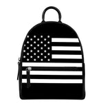 Black American Flag Print Leather Backpack