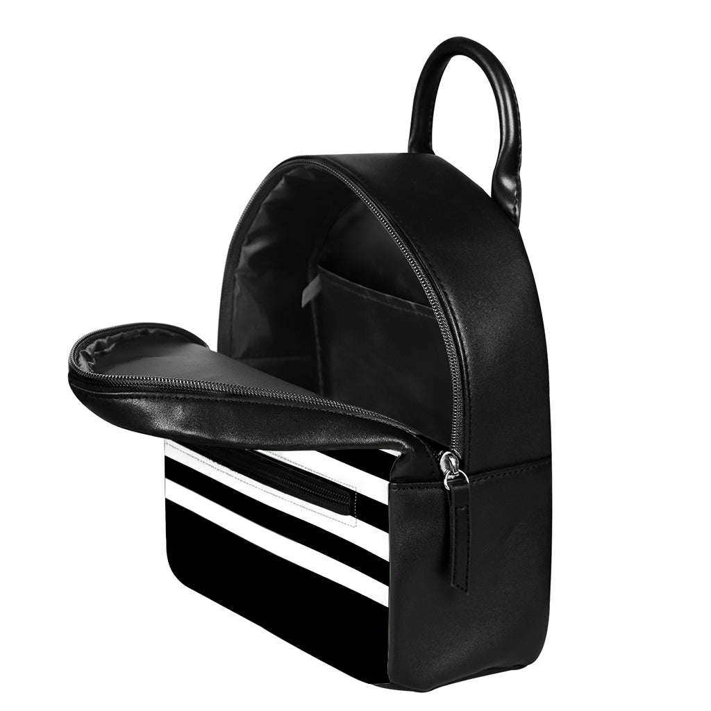 Black American Flag Print Leather Backpack