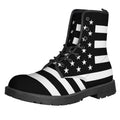 Black American Flag Print Lace-Up Boots