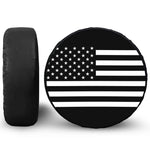 Black American Flag Print Leather Spare Tire Cover