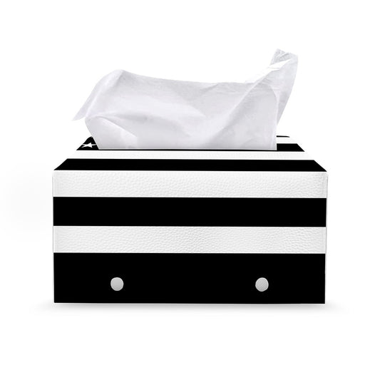 Black American Flag Print Leather Tissue Box Cover