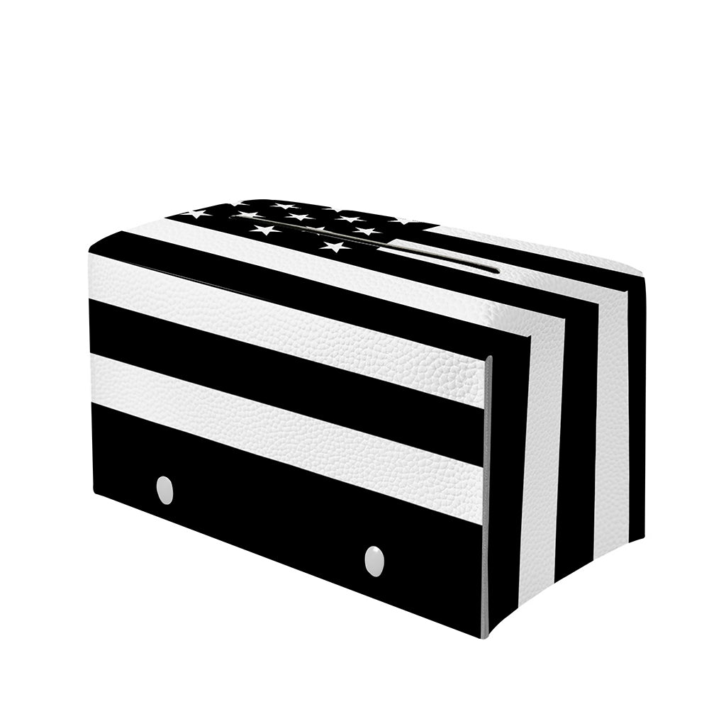 Black American Flag Print Leather Tissue Box Cover