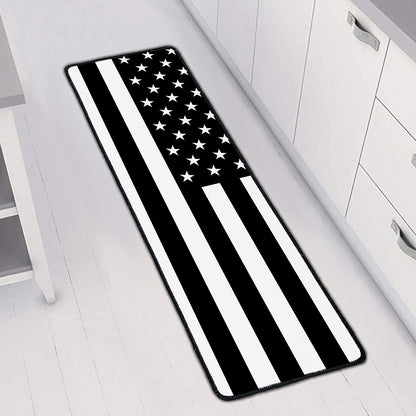Black American Flag Print Long Kitchen Mat