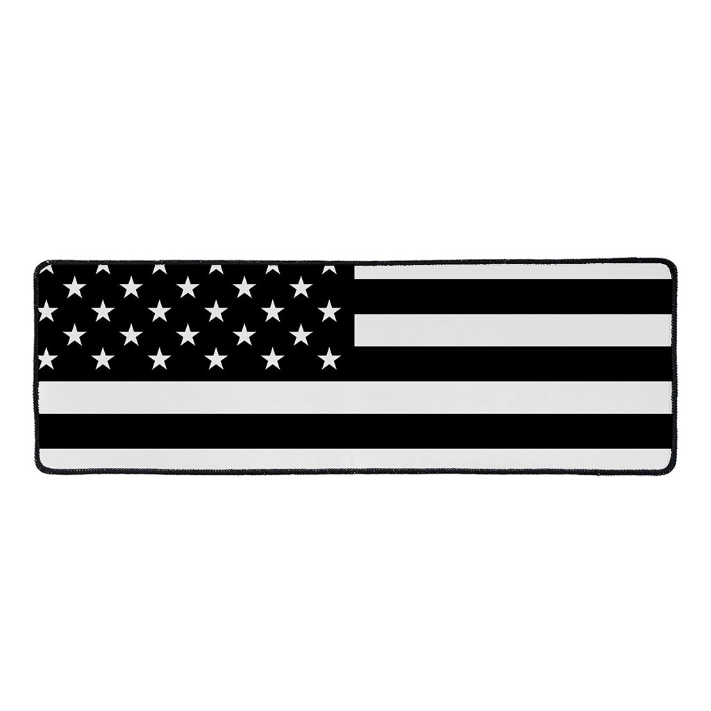 Black American Flag Print Long Kitchen Mat