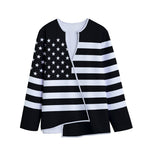 Black American Flag Print Long Sleeve Short Coat