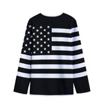 Black American Flag Print Long Sleeve Short Coat