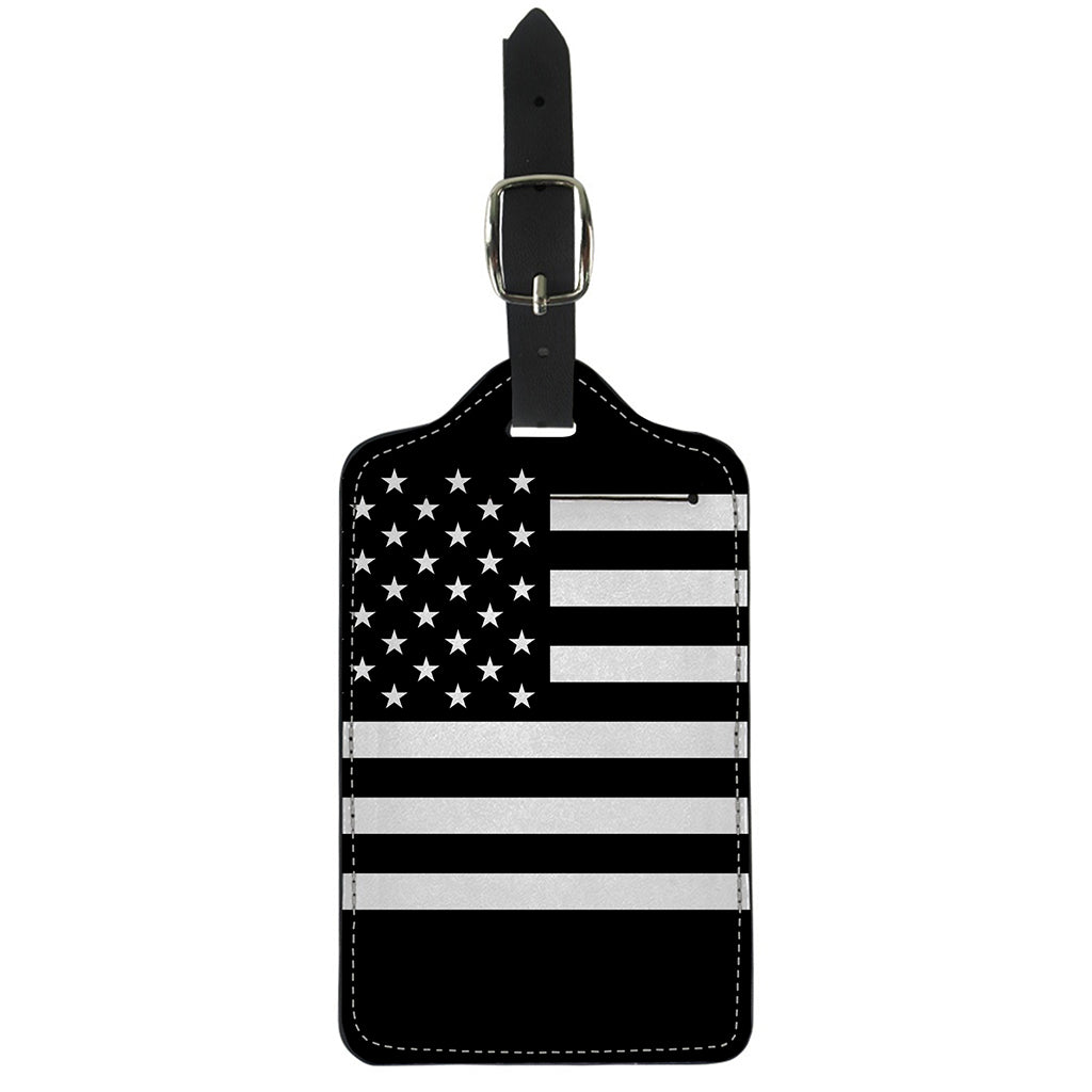 Black American Flag Print Luggage Tag