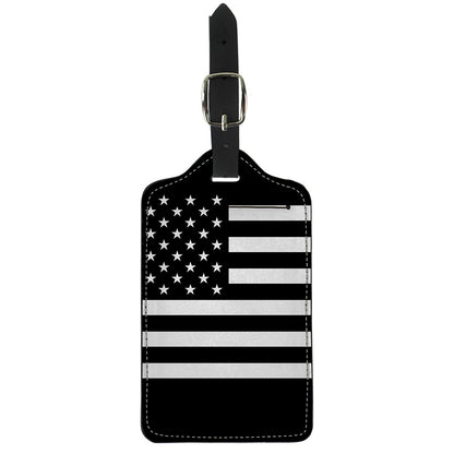 Black American Flag Print Luggage Tag