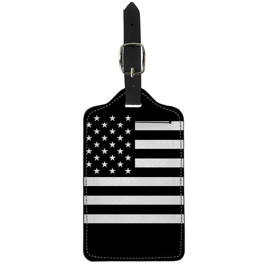 Black American Flag Print Luggage Tag