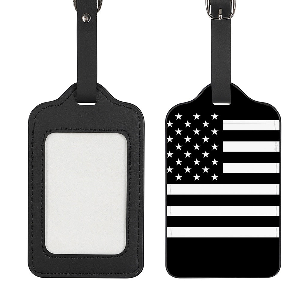 Black American Flag Print Luggage Tag