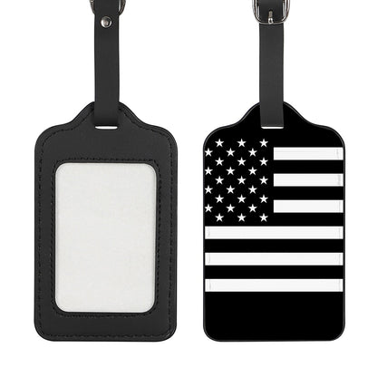 Black American Flag Print Luggage Tag