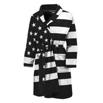 Black American Flag Print Men's Bathrobe