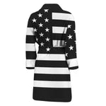 Black American Flag Print Men's Bathrobe